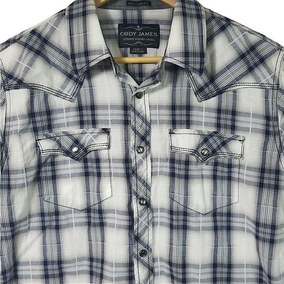 Cody James Short Sleeve Pearl Snap Shirt  sz S - Picture 2 of 5